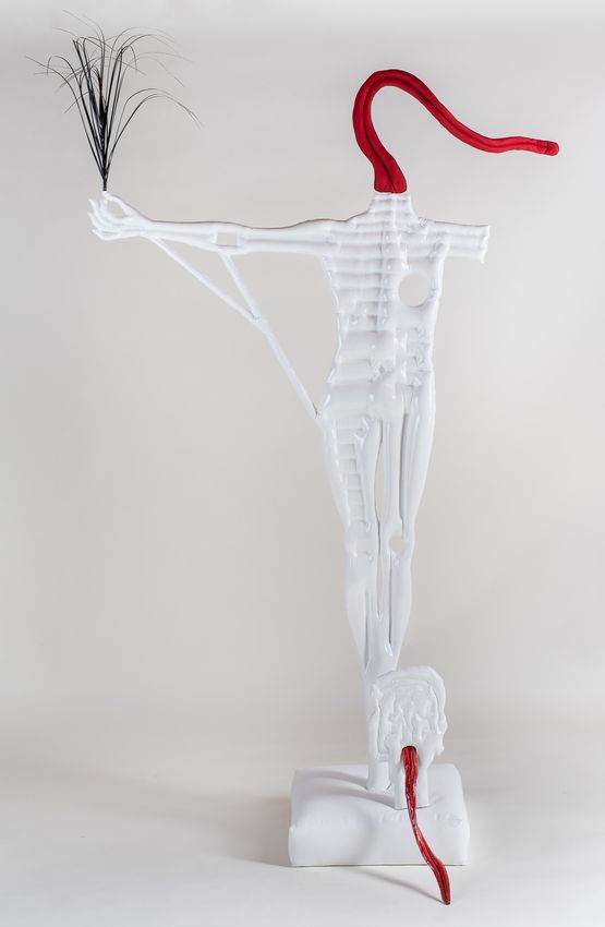 Figure with plant by Caroline Rothwell contemporary artwork Sculpture