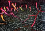 Blooded flowerscape by Pakkiyarajah Pushpakanthan contemporary artwork works on paper
