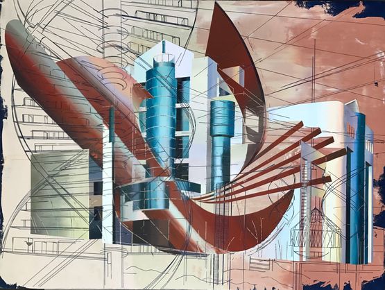 Computer Building of Hubei Engineering University by Cui Jie contemporary artwork Painting