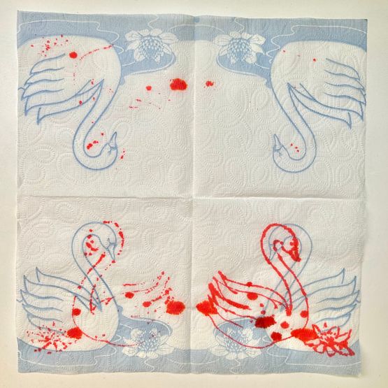 A crocodile ate a newborn hippopotamus baby by Maryam Yusifaliyeva contemporary artwork Mixed Media