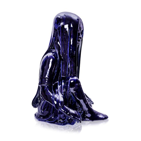 Blue Sitting Girl by Kim Simonsson contemporary artwork