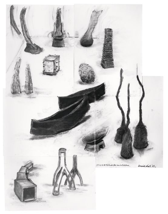 Group of Sculptures for an Exhibition by David Nash contemporary artwork Painting