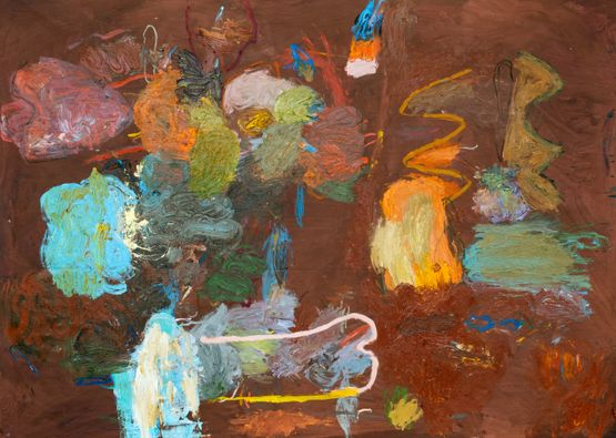 On a construction site by Roy Aurinko contemporary artwork Painting