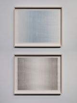 Diptych Ivory Black Paynes grey bluish by Adam Barker-Mill contemporary artwork painting works on paper