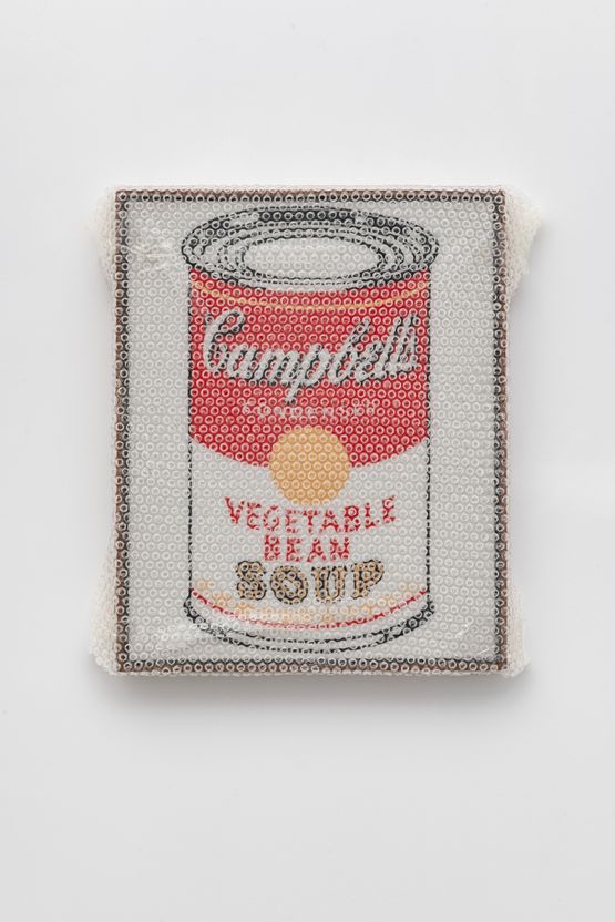Campbells Soup Can Vegetable Bean with Bubble Wrap and Packing Tape by Tammi Campbell contemporary artwork Painting