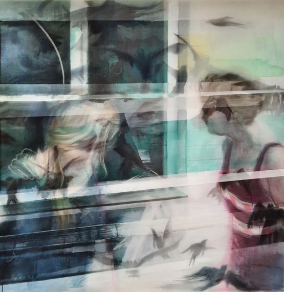 Home is in between by Sandra Del Pilar contemporary artwork Painting