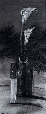 Flowers and Knife by Youssef Abdelke contemporary artwork drawing painting works on paper