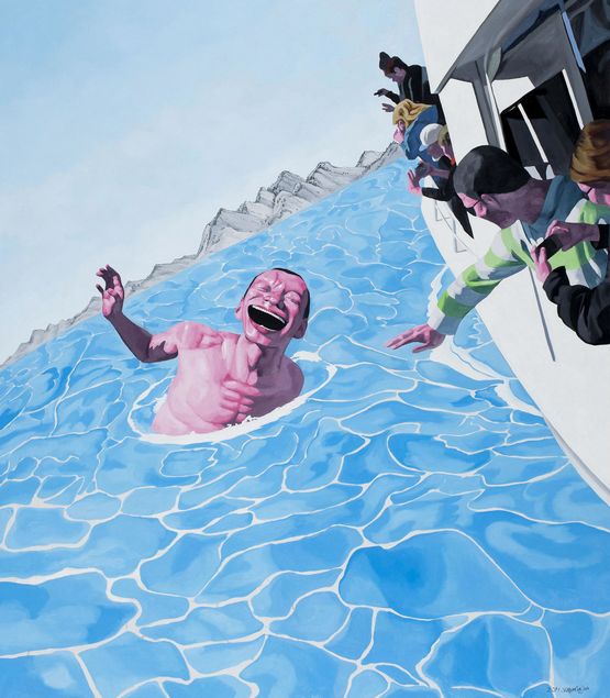 Sea by Yue Minjun contemporary artwork Painting