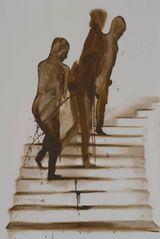Shit Mom Ascending a Staircase Motion Study by Tala Madani contemporary artwork painting