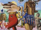 New Pastoral with Red Tights by New Pastoral contemporary artwork Painting