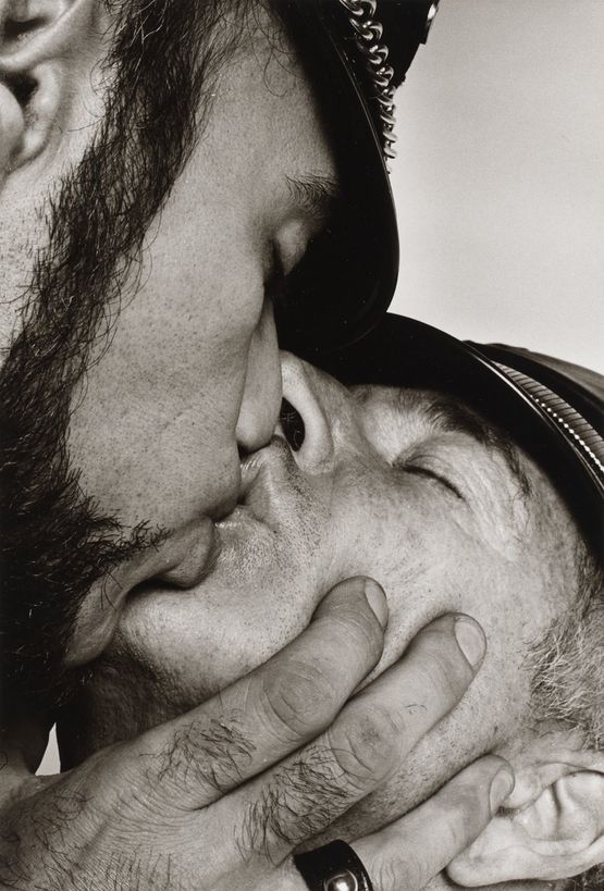 Jay and Fernando Two Men in Leather Kissing by Peter Hujar contemporary artwork Photography