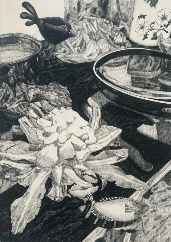 In The Kitchen - 4 Grandmas Nightmare by Vivek V C contemporary artwork Works on Paper