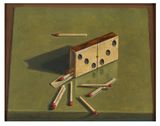 Dominostein als Buchslein Domino as a SmallBox by Niklaus Stoecklin contemporary artwork painting