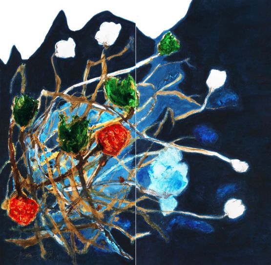 Lotus Pond in Evening by Wei Ligang contemporary artwork Painting