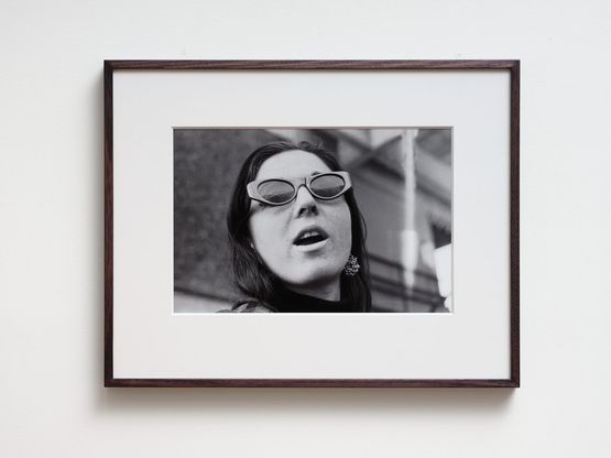 Self-Portrait at the Gay Liberation University Quad meeting as Maureen. June 1973 by Fiona Clark contemporary artwork Photography