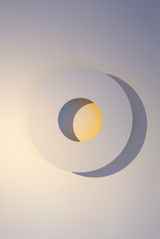 Reflector Double Circle Yellow  Blue by Adam Barker-Mill contemporary artwork painting sculpture works on paper
