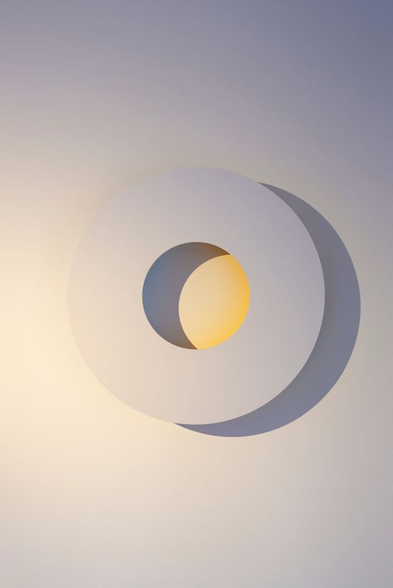 Reflector Double Circle Yellow  Blue by Adam Barker-Mill contemporary artwork Painting