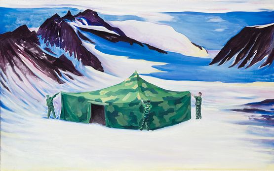 The Camping Man by Yu Guo contemporary artwork Painting