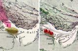 Ian Gulf map diptych. From the series All the Lands from Sunrise to Sunset by Alessandro Balteo-Yazbeck contemporary artwork mixed media