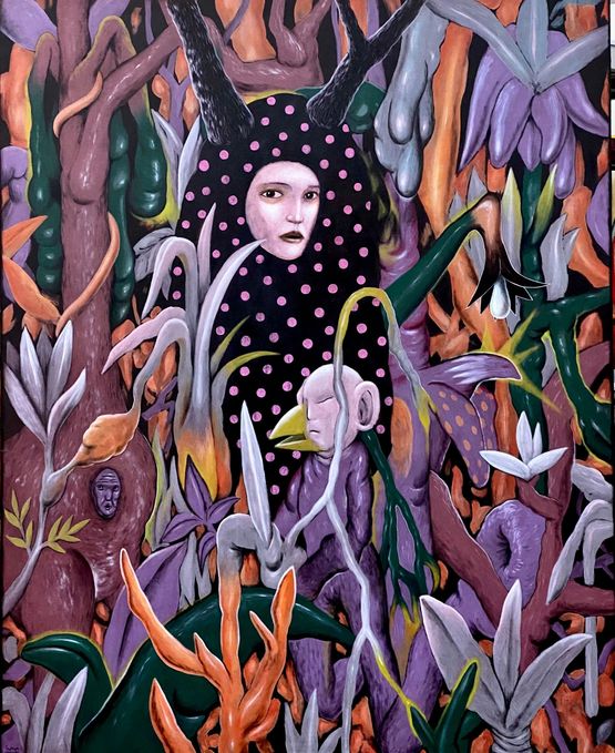 The Messenger by Rodel Tapaya contemporary artwork Painting