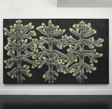 Portrait of three monkey puzzles with spring growth intertwined by Andrew Sim contemporary artwork painting