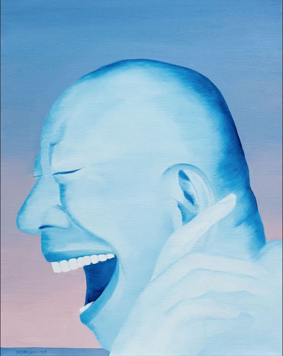 Light Blue by Yue Minjun contemporary artwork Painting