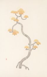 Golden Pine by Zhang Xiaoli contemporary artwork drawing painting works on paper