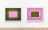 The Colour Fields green encloses the softest pink  pink enclosing the green field diptych by Garry Fabian Miller contemporary artwork sculpture photography