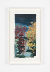 Untitled Orange Yellow and Red Trees in a Blue Landscape by Frank Walter contemporary artwork painting works on paper