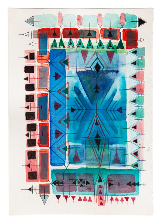 Circle Square Triangle Turtle Fish by Amina Ahmed contemporary artwork Painting