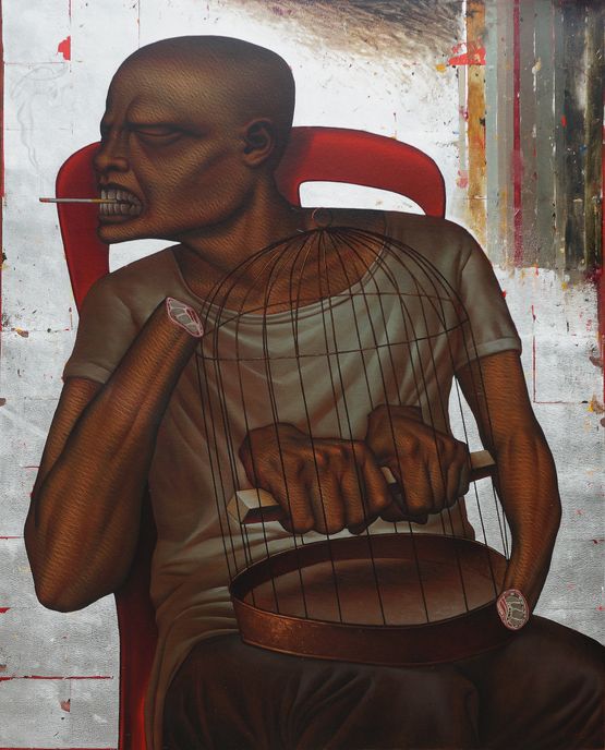 The Parable of the Poet in the Anguish of Existence by Leslie De Chavez contemporary artwork Painting