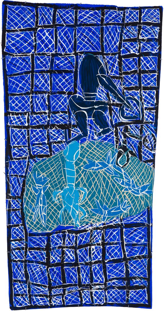 Djapu font at Wandawuy by Dhambit Mununggurr contemporary artwork Painting