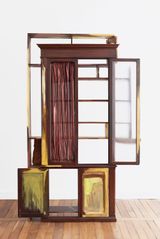Shelf with French painting by Jessi Reaves contemporary artwork works on paper