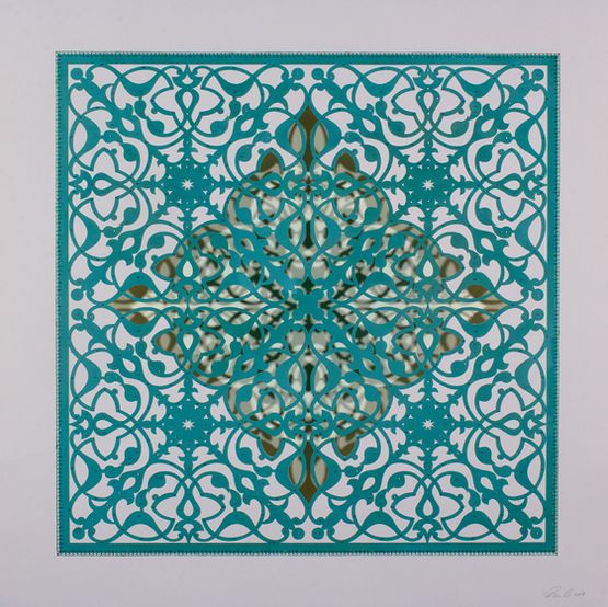 Ephemeral Bloom - Teal by Anila Quayyum Agha contemporary artwork Works on Paper