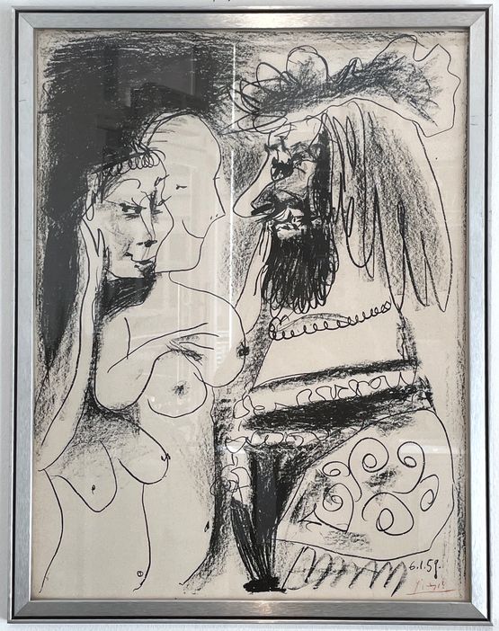 Le Vieux Roi The Old King s.8370Seigneur et deux filles by Pablo Picasso contemporary artwork Print