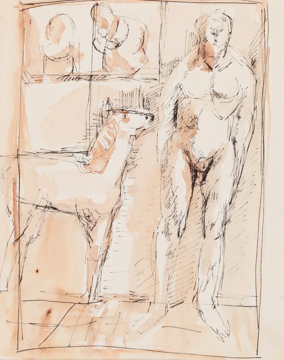Scene with a Horse and a Figure by Kwon Jin Kyu contemporary artwork Works on Paper