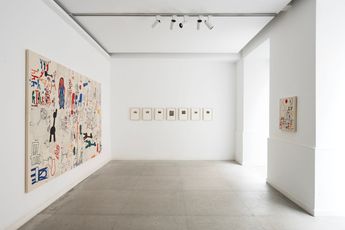 Contemporary art exhibition David Macho Juan Narowe Habia una mesa muchas sillas eramos pocos y murio la abuela at Alzueta Gallery Madrid Spain