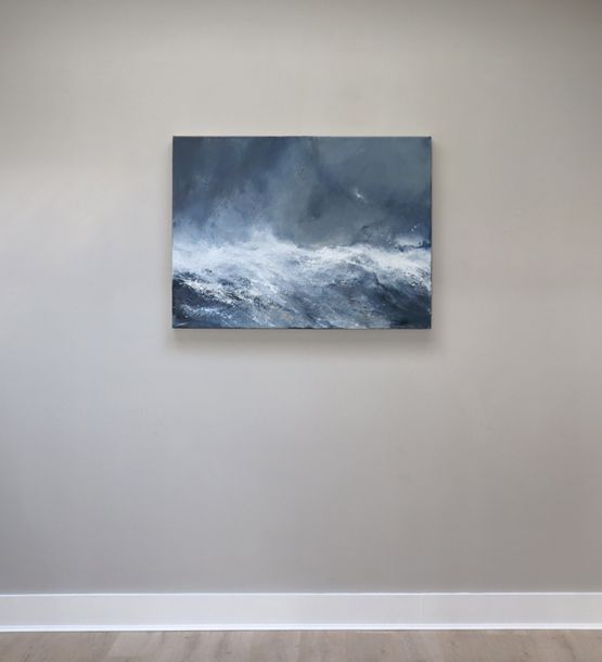 Sea state force 12 - Cresting waves and spray by Janette Kerr contemporary artwork Painting