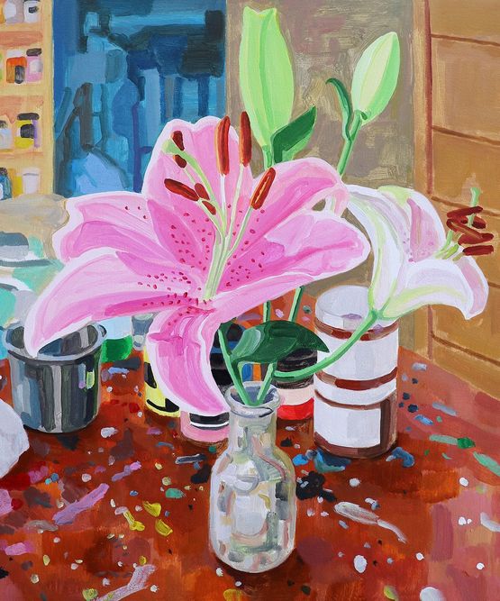 Flowers in a vase-23 by Seokmee Noh contemporary artwork Painting