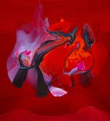 His eyes collided side to side in a dance floor disco embrace his receding dick shuddered up and down his exhausted breast strained his sinuous muscles sagging balloons like an old ladies underarm flab the vanilla cream filling of his life licked off by Dale Frank contemporary artwork mixed media painting
