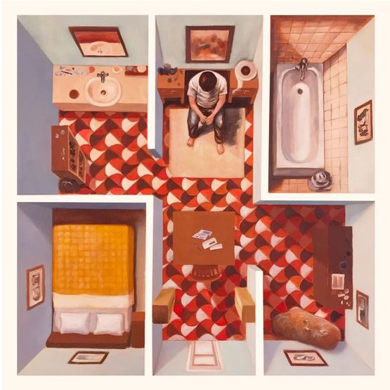 At Home with a Potato after receiving Feedback about his Artwork by Justin Loke contemporary artwork Painting