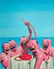 The Red PVC Pipe by Yue Minjun contemporary artwork Painting