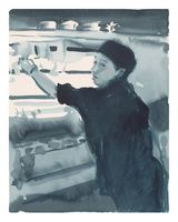 The Boathouse Kitchen 3 by Caroline Walker contemporary artwork drawing works on paper