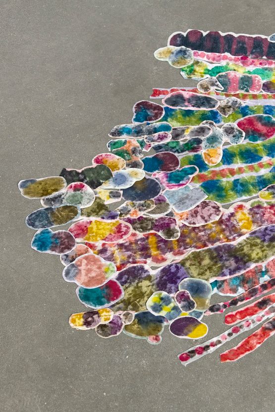 Bring Back the Funk detail by Polly Apfelbaum contemporary artwork Installation