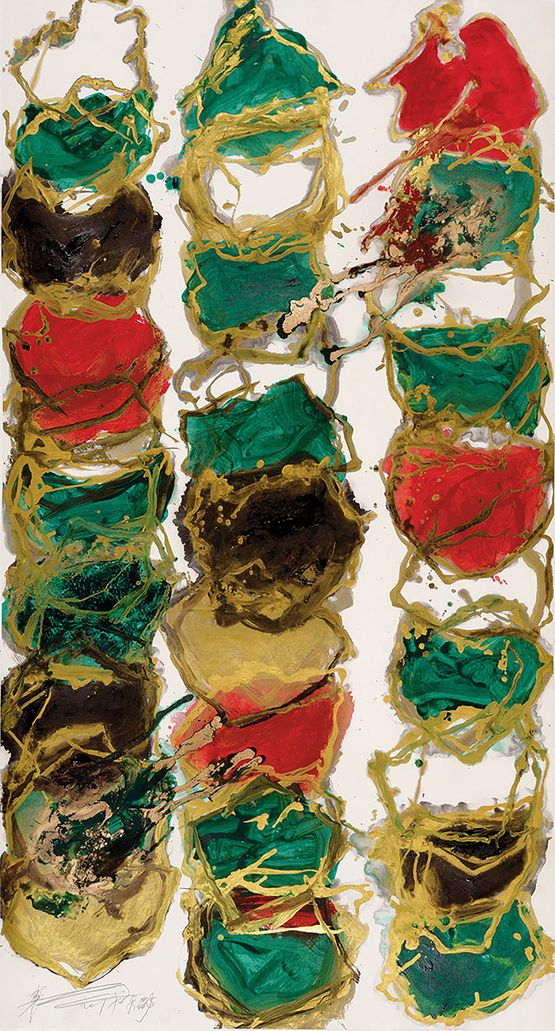 Peacock - Emerald Green Cloud by Wei Ligang contemporary artwork Works on Paper