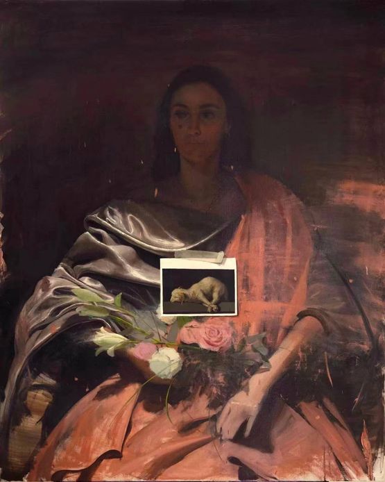 My dove hidden in the clefts of the rock in the steep places let me behold your form by Marcos Lozano Merchan contemporary artwork Painting
