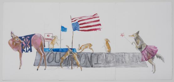 You are on Indian Land by Julie Buffalohead contemporary artwork Works on Paper