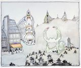 Paris by Saul Steinberg contemporary artwork drawing painting works on paper