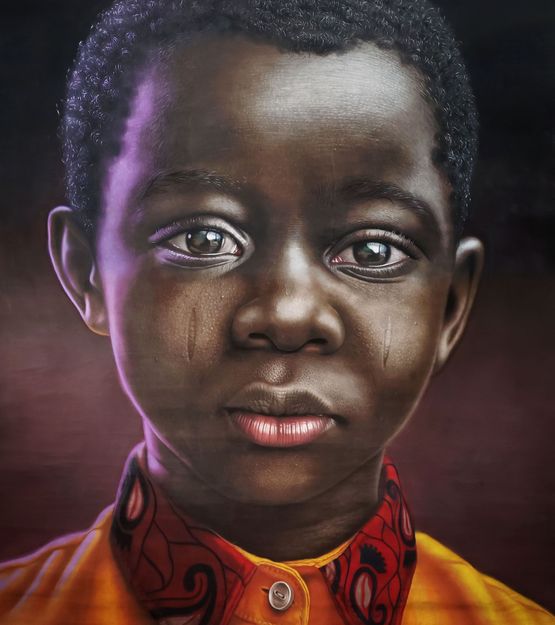 Portrait of Oke as an 8-Year-Old by Babajide Olatunji contemporary artwork Painting