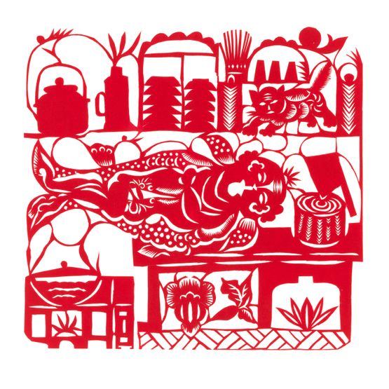 Fish on a chopping board by Xiyadie contemporary artwork Works on Paper